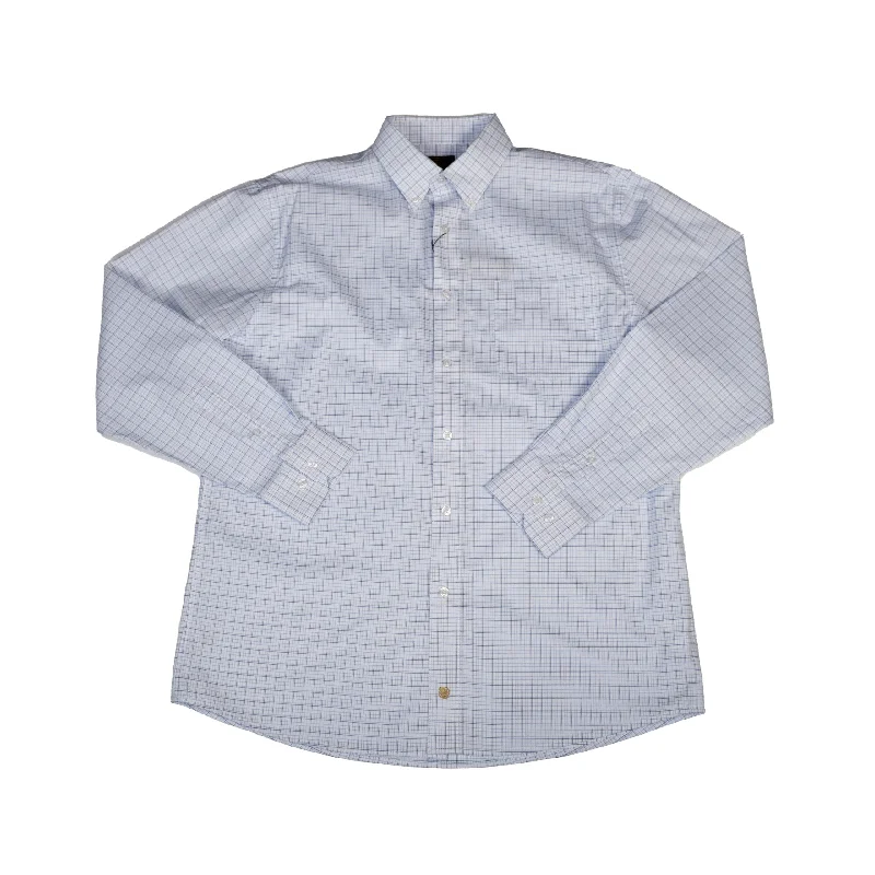 Men’s short-sleeve xylem tees-'FX Fusion' Men's Plaid Button Down - White /Blue