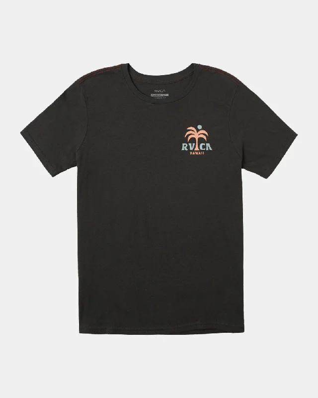 Men’s short-sleeve quell tops-Hawaii Arc Palm Tee - Pirate Black