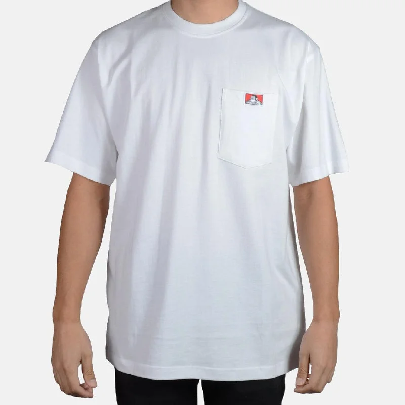 Men’s short-sleeve tilt tees-Heavy Duty Short Sleeve Pocket T-Shirt: White