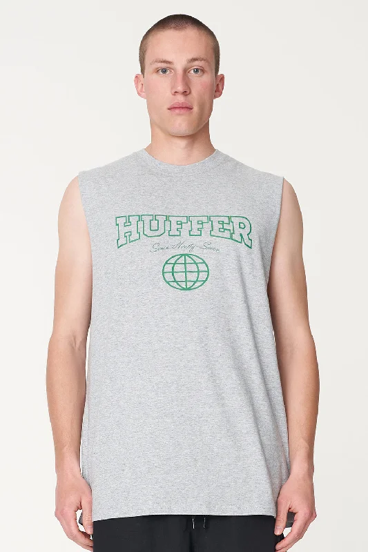 Men’s short-sleeve alpine tees-Huffer Mens HFR Tank/Univers Grey Marle