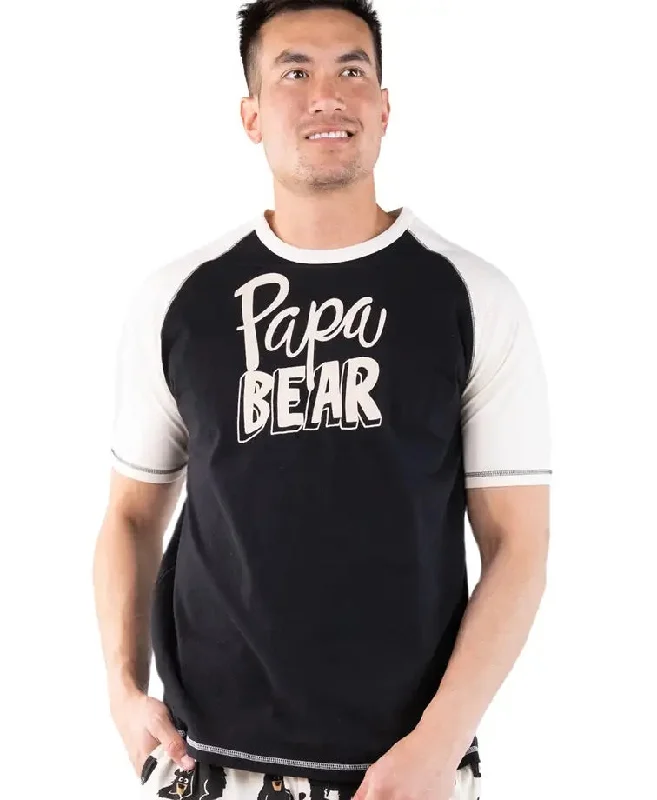 Men’s short-sleeve bluff tops-'Lazy One' Men's Papa Bear PJ Tee - Navy / White