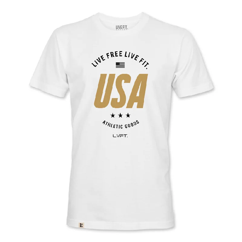 Men’s short-sleeve eon tops-Live Free Tee - White