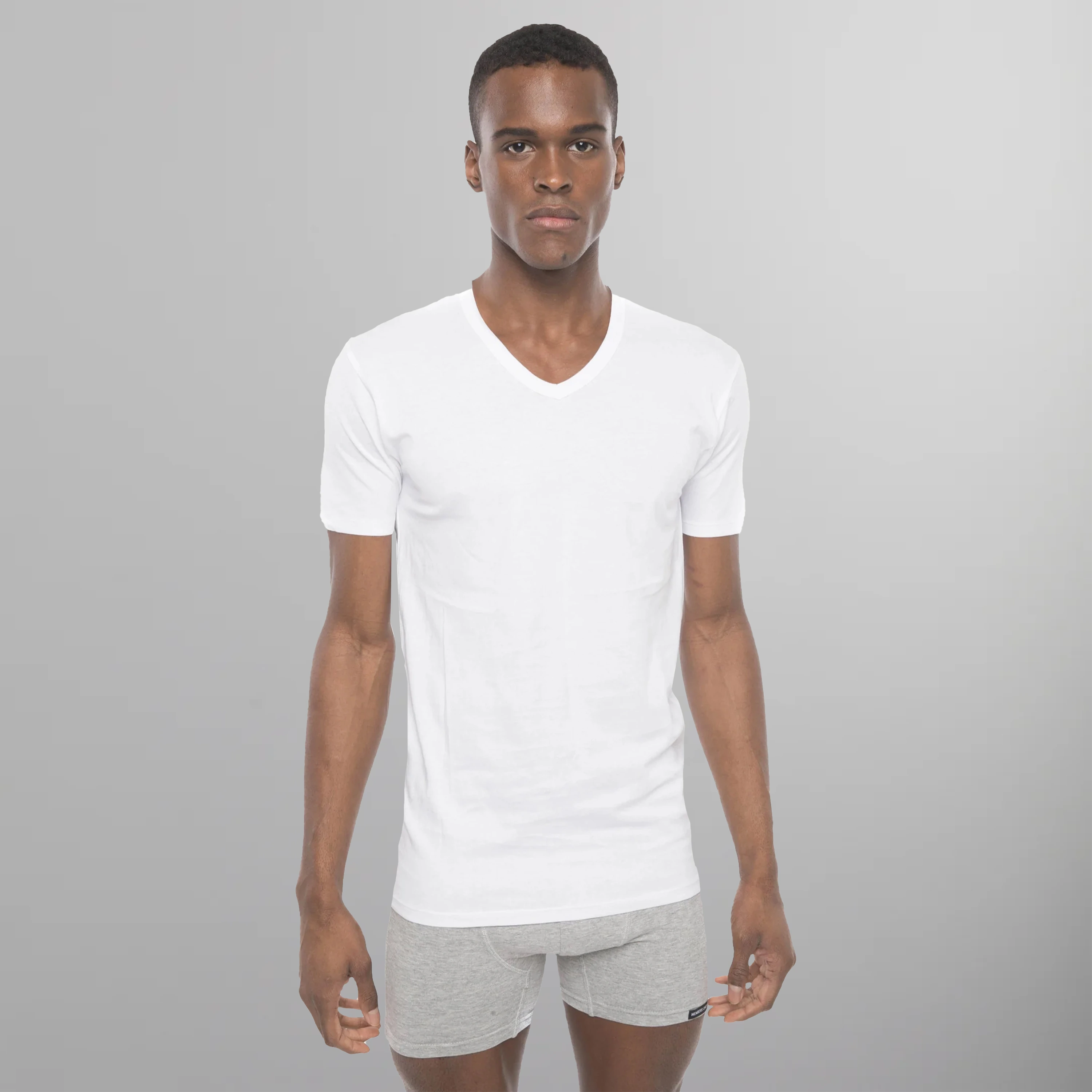 Men’s short-sleeve zephyr tees-Men's 3PK Cotton V-Neck T-Shirt - White - FINAL SALE