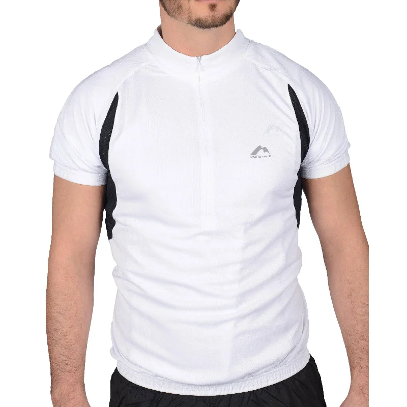 Men’s short-sleeve ledge shirts-More Mile Short Sleeve Half Zip Mens Cycling Jersey - White