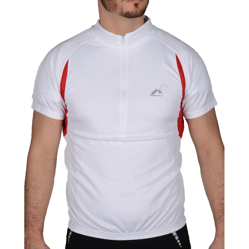 Men’s short-sleeve islet tops-More Mile Short Sleeve Half Zip Mens Cycling Jersey - White