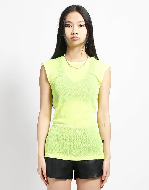 Men’s short-sleeve nook shirts-MUSCLE TANK FISHNET LIME