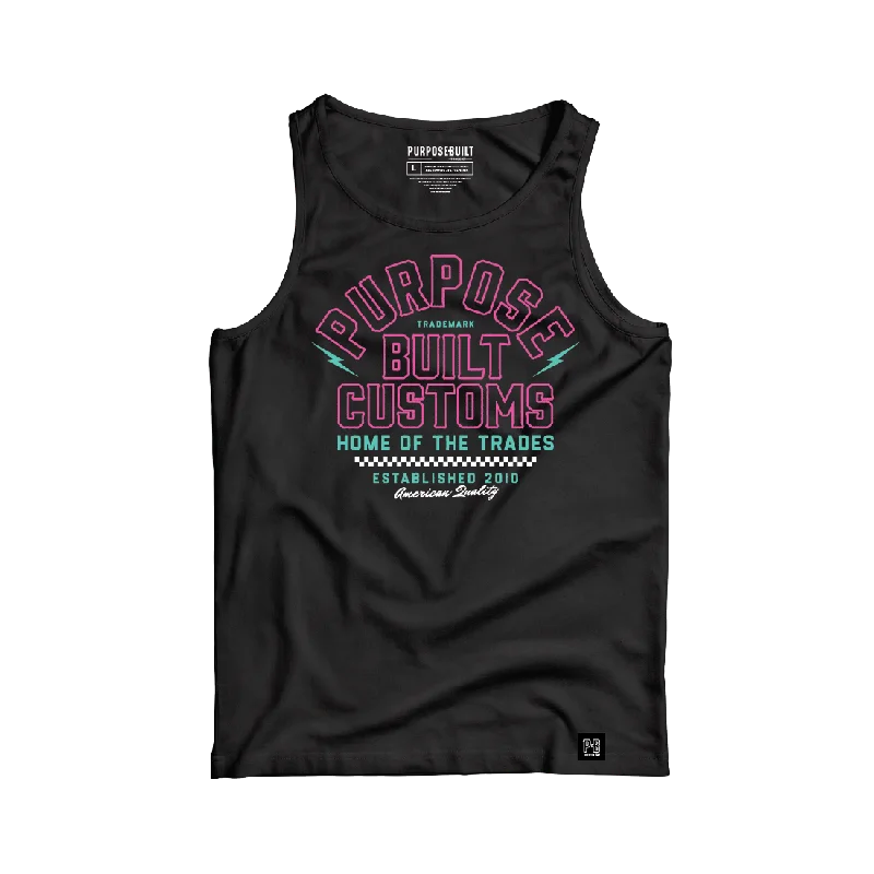 Men’s short-sleeve quell tops-PB Customs Retro Tank, Black