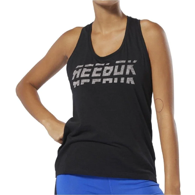 Men’s short-sleeve mote tops-Reebok Workout Ready Meet You There Womens Training Vest Tank Top - Black