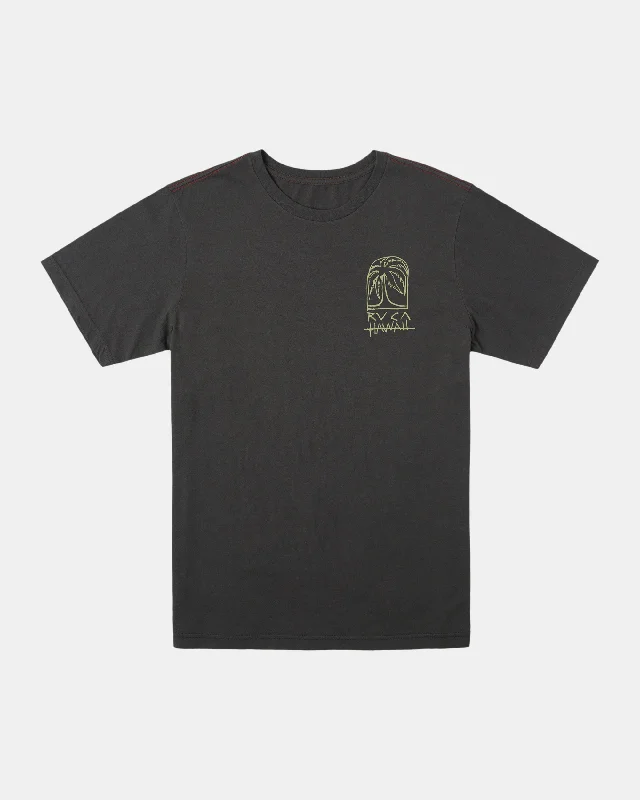 Men’s short-sleeve marsh tops-Boys Sketch Palm Tee - Pirate Black