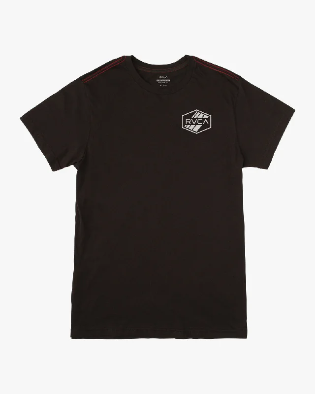 Men’s short-sleeve esker shirts-Stripe Hex Tee - Pirate Black