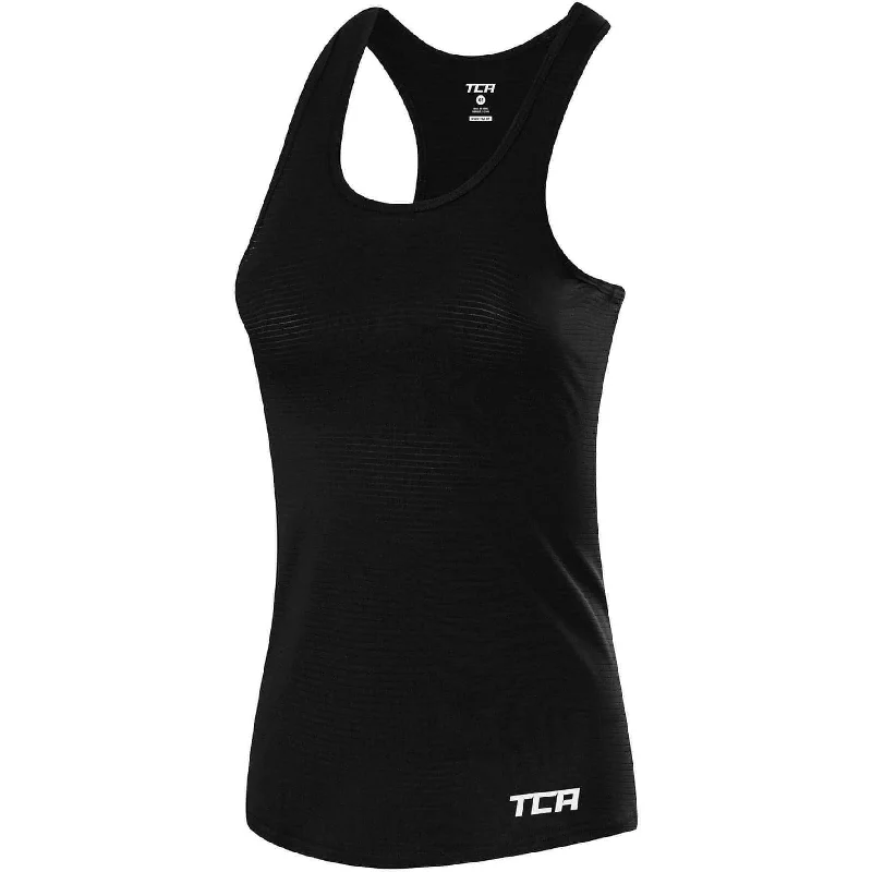 Men’s short-sleeve silt polos-TCA Air Racerback Womens Training Vest Tank Top - Black