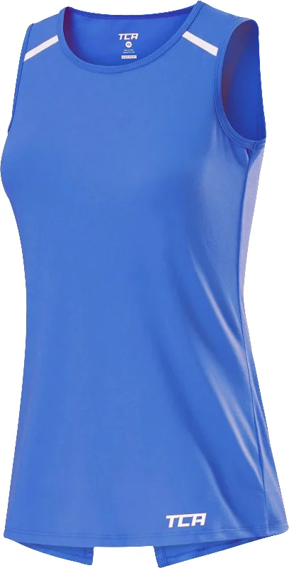 Men’s short-sleeve knap polos-TCA Crossback Cooling Womens Training Vest Tank Top - Blue