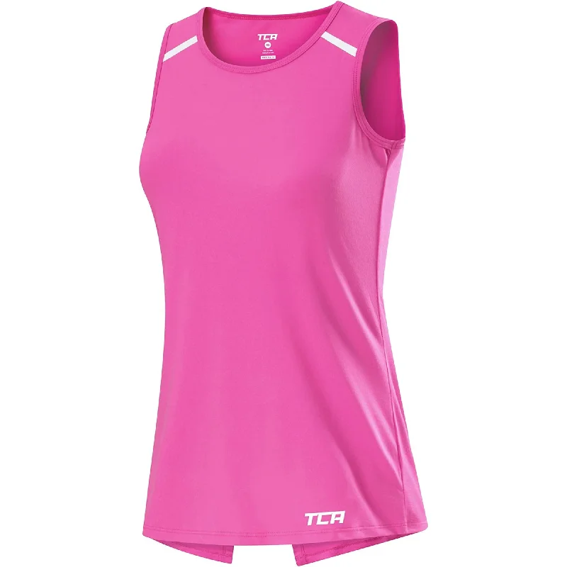 Men’s short-sleeve jetstream polos-TCA Crossback Cooling Womens Training Vest Tank Top - Pink