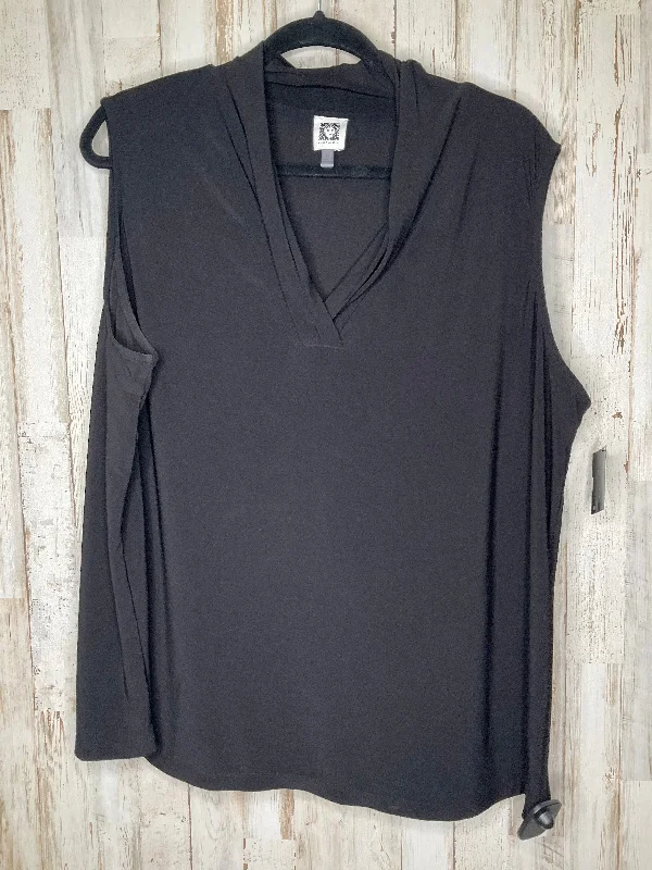 Men’s short-sleeve tidewater tops-Top Sleeveless By Anne Klein In Black, Size: 3x