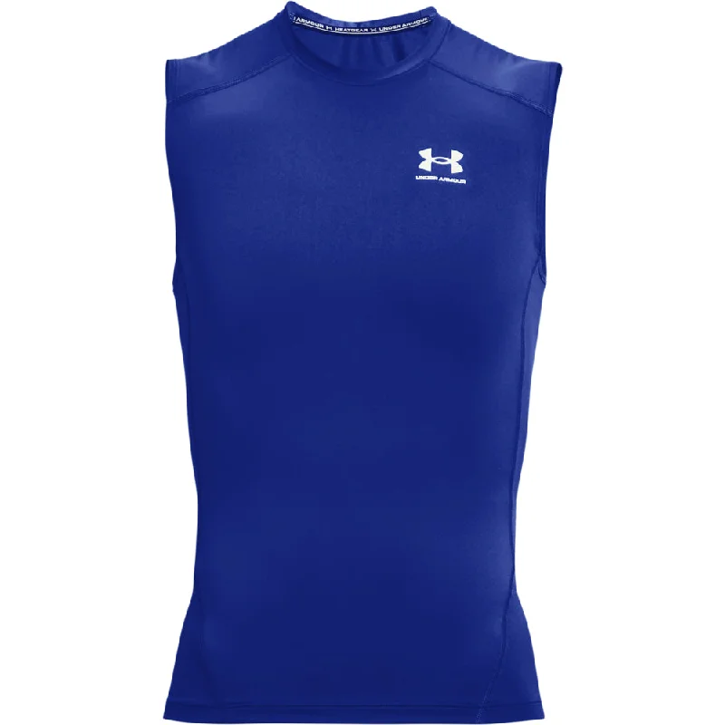 Men’s short-sleeve yowl tops-'Under Armour' Men's HeatGear® Sleeveless Compression - Royal / White