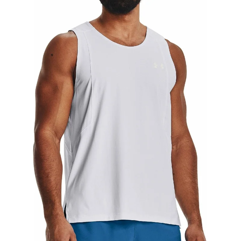 Men’s short-sleeve zinc shirts-Under Armour Iso-Chill Run Laser Mens Running Vest - White