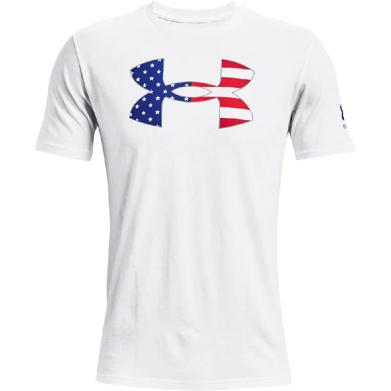 Men’s short-sleeve valley polos-'Under Armour' Men's New Freedom BFL T-Shirt - White / Royal