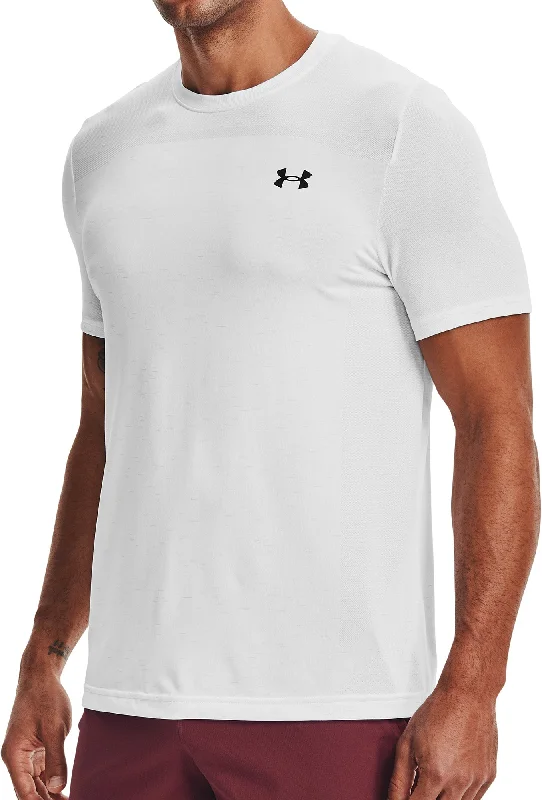 Men’s short-sleeve shale shirts-Under Armour Seamless Short Sleeve Mens Training Top - White