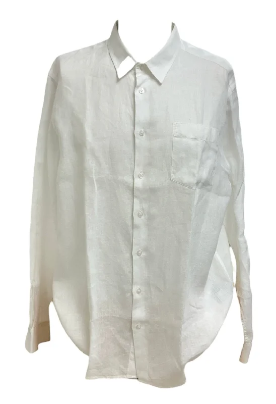 Men’s short-sleeve fjord tops-Vilebrequin Men's Linen Shirt White 2XL