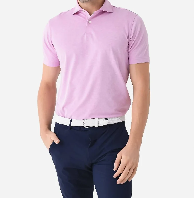 Men’s short-sleeve quirk polos-Albatross Cotton-Blend Performance Polo Shirt In Pink Lotus