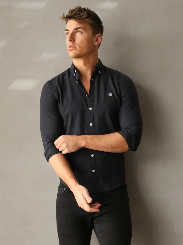 Men's subtle micro-basket shirts-Calcata Shirt - Dark Navy