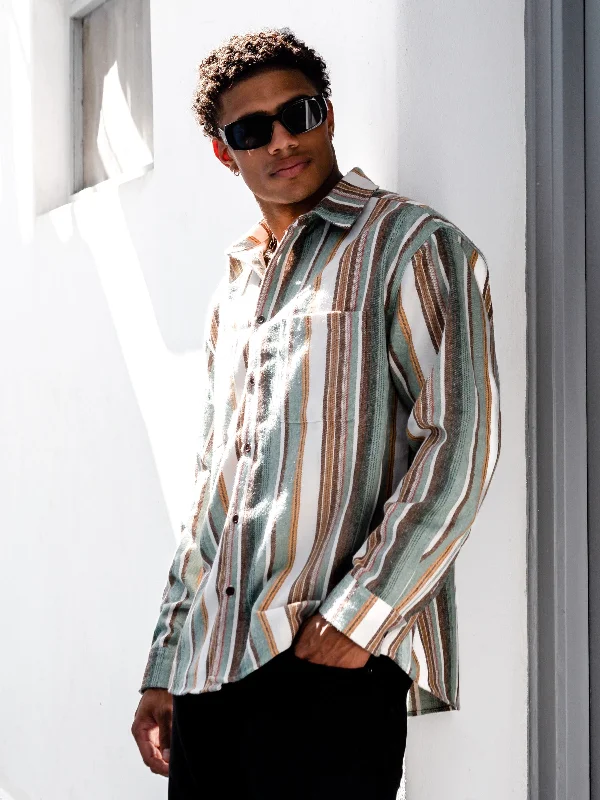 Men's classic shepherd shirts-Lucca Stripe Shirt - Green