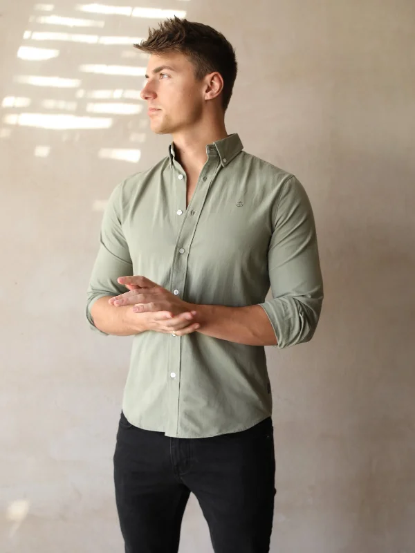 Men's formal luster shirts-Sedona Slim Fit Shirt - Khaki Green