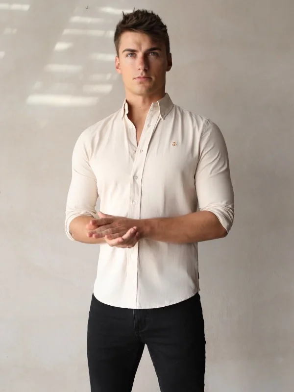 Men's relaxed whipstitch shirts-Vienna Slim Fit Shirt - Sand