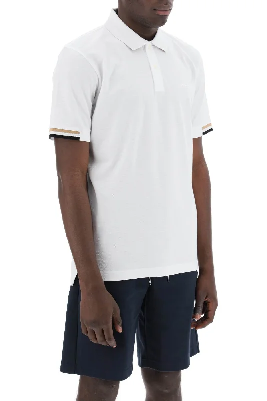 Men’s short-sleeve dike shirts-Boss Parlay Polo Shirt With Stripe Detail