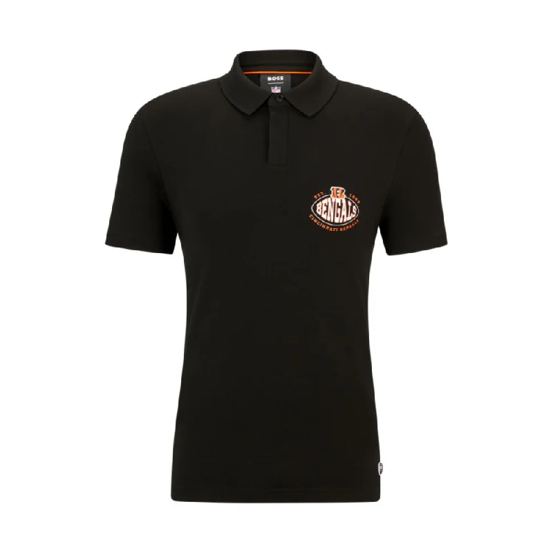 Men’s short-sleeve kiln tops-BOSS x NFL cotton-piqu polo shirt with collaborative branding