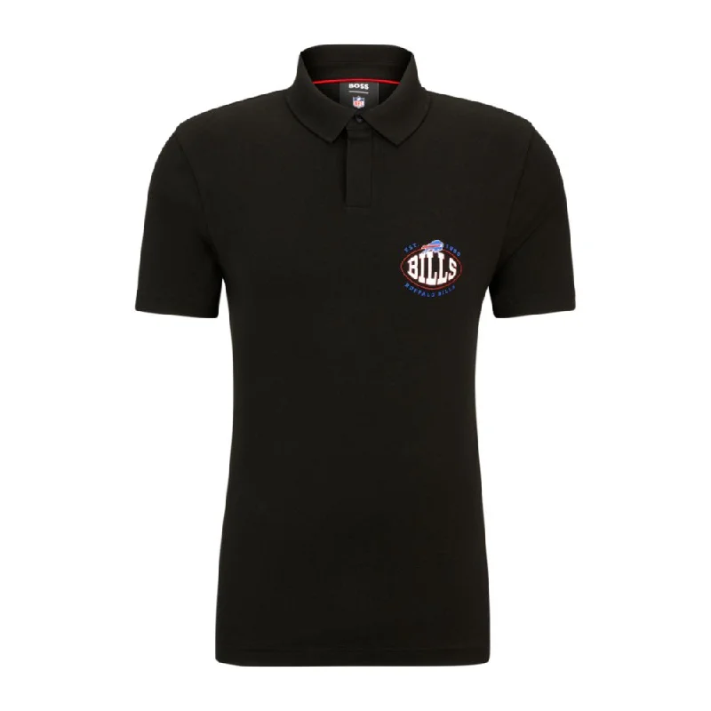 Men’s short-sleeve bight shirts-BOSS x NFL cotton-piqu polo shirt with collaborative branding