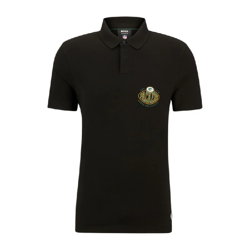 Men’s short-sleeve oxide tees-BOSS x NFL cotton-piqu polo shirt with collaborative branding