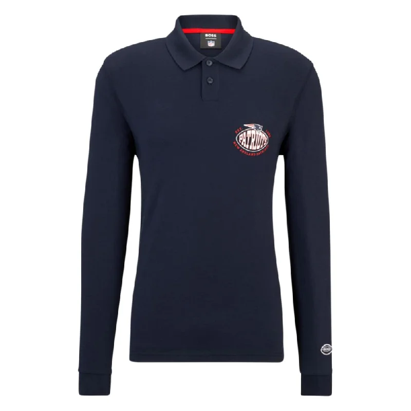 Men’s short-sleeve yore tops-BOSS x NFL long-sleeved polo shirt with collaborative branding