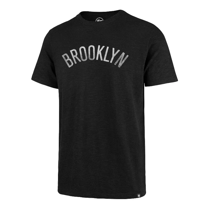 Men’s short-sleeve jut tops-BROOKLYN NETS GRIT WORDMARK '47 SCRUM TEE