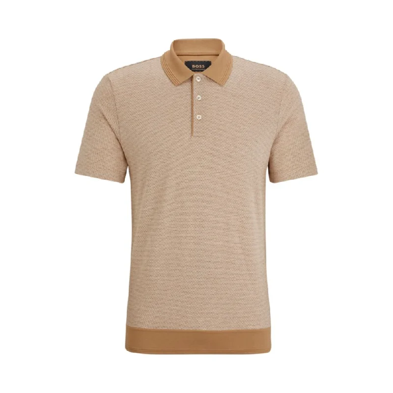 Men’s short-sleeve cairn tees-Bubble-structure polo shirt in cotton and cashmere