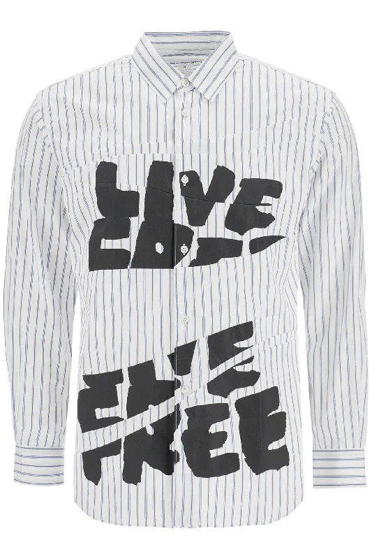 Men's sleek vapor shirts-Comme Des Garcons Shirt Men's 'Live Free Printed Shirt'