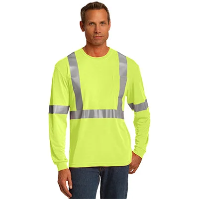 Men’s short-sleeve bight shirts-CornerStone Long-Sleeve Hi-Vis Safety Shirt, ANSI 107 Class 2