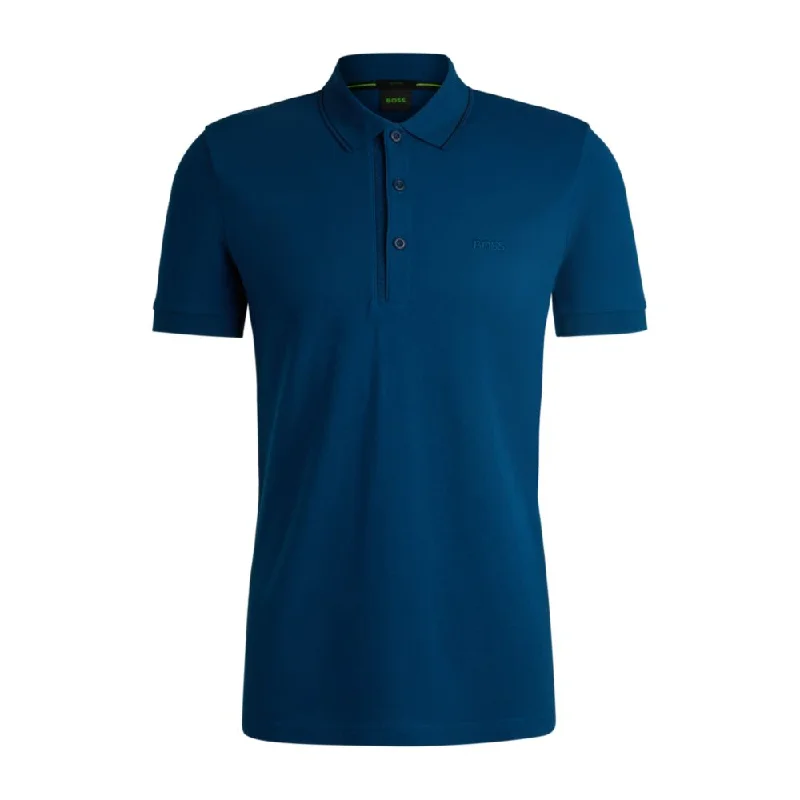 Men’s short-sleeve fjord tops-Cotton-piqu slim-fit polo shirt with tonal logo