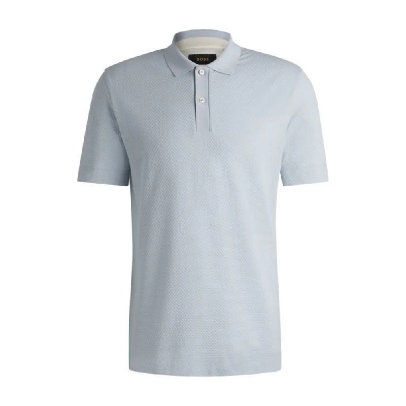 Men’s short-sleeve jost shirts-Cotton-silk polo shirt with bubble structure