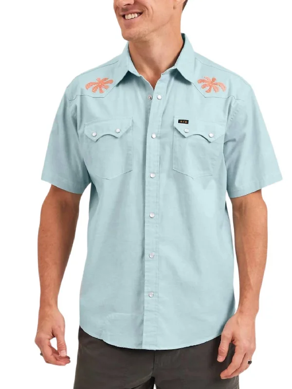 Men's soft interlock shirts-Crosscut Deluxe Shortsleeve Shirt In Nile Blue