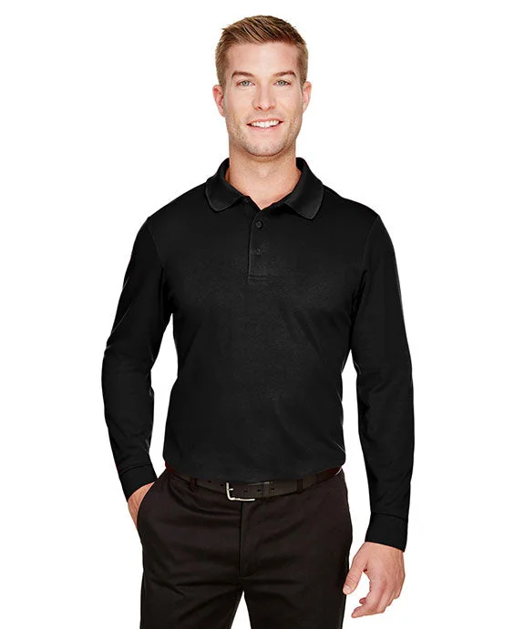 Men’s short-sleeve xeric shirts-DG20L - Devon & Jones CrownLux Performance® Mens Plaited Long Sleeve Polo Shirt