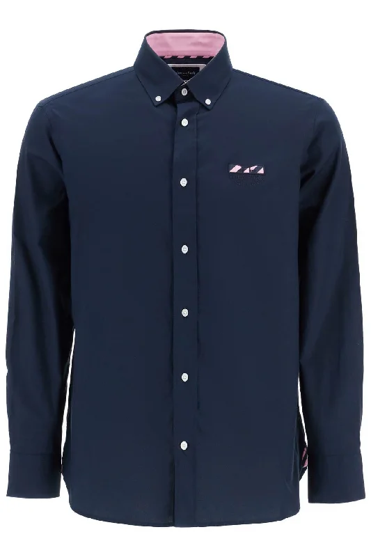 Men's relaxed panama shirts-Eden Park Men's "Oxford Shirt With Butterfly Embroidery Detail