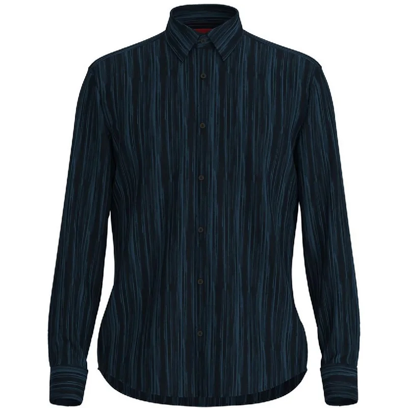 Men's soft cable-weave shirts-Ermo Mens Slim Fit Stripe Button-Down Shirt