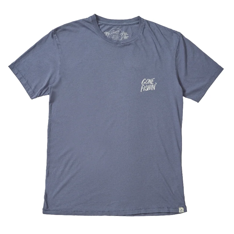 Men’s short-sleeve isle shirts-Fish Print Tee - Flint Stone