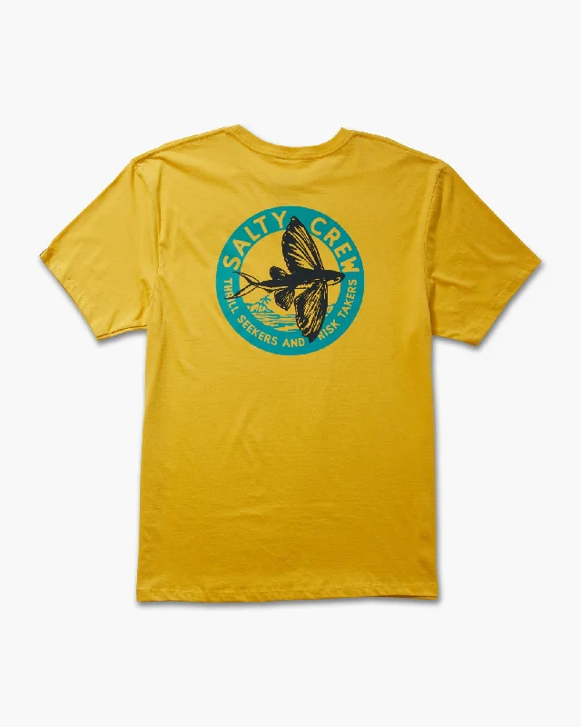 Men’s short-sleeve grove shirts-Fly By Premium Tee - Mustard