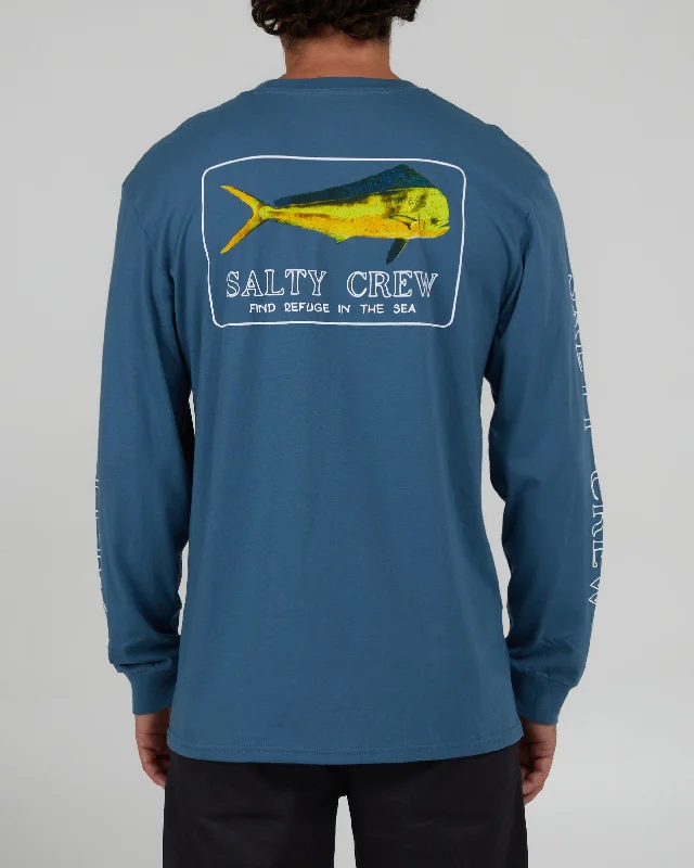 Men’s short-sleeve wold tops-Golden Mahi L/S Tee - Slate