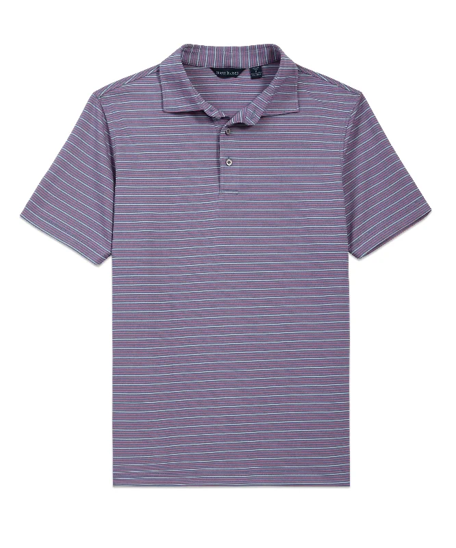 Men's casual frost-knit shirts-Gradient Stripe Tech Polo, Country Blue