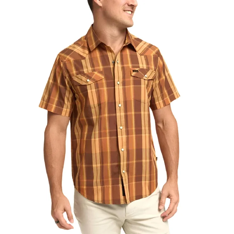 Men's lightweight dimity shirts-H Bar B Snapshirt In Stanfield Plaid : Adobe