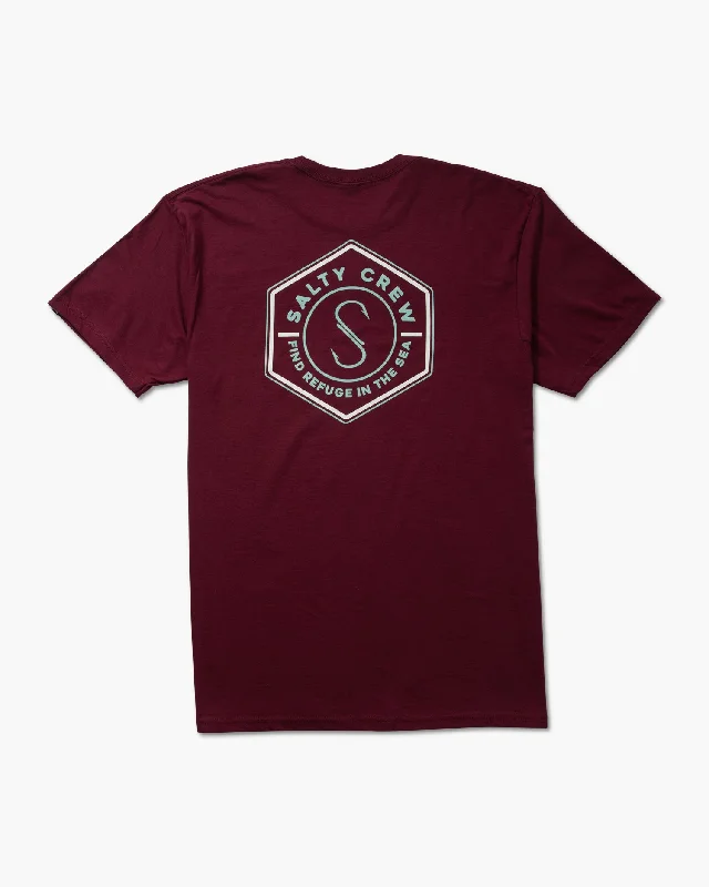 Men’s short-sleeve umbra tops-Hexed Classic Tee - Burgundy