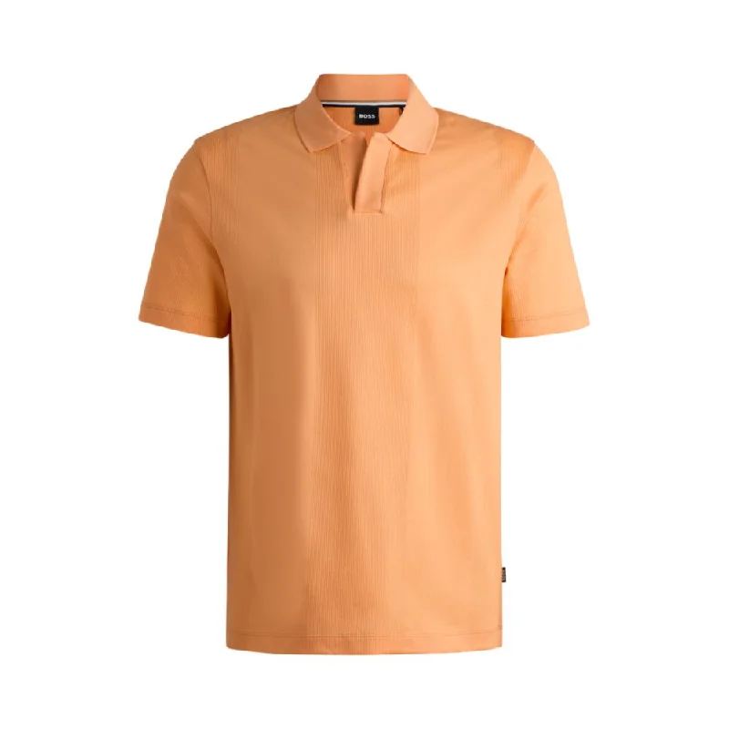 Men’s short-sleeve xeric shirts-Johnny-collar polo shirt in mixed-structure cotton